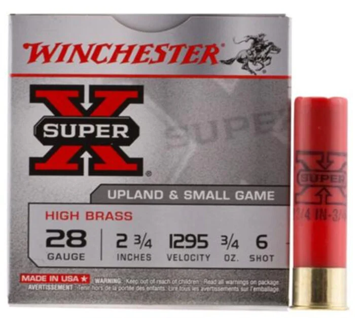 Close× Winchester Super-X High Brass 28 Ga, 2.75", 1295 FPS, .75oz, 6 Shot, 25rd/Box