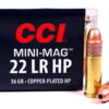 CCI Mini-Mag Rimfire .22 LR, 40gr, Segmented Hollow Point, 100rd