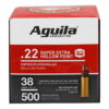 Aguila Super Extra High Velocity .22 LR, 38gr, 1280 fps, Copper Plated Hollow Point, 500rd Brick