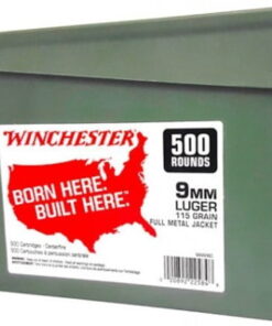 Close× Winchester Handgun Ammo 9mm 115gr, FMJ 500 Rounds per Can - 2 Cans - Total 1000 Rounds
